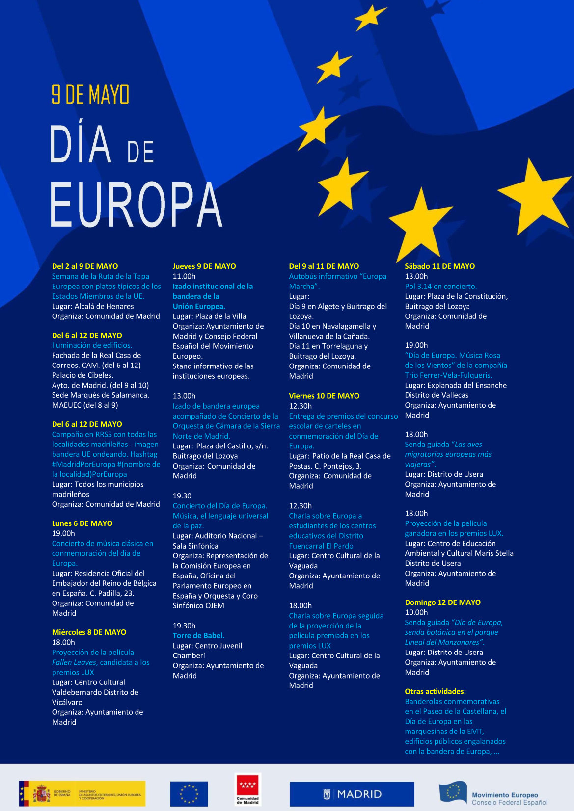 El Ayuntamiento conmemora el Día de Europa con un programa de actividades culturales