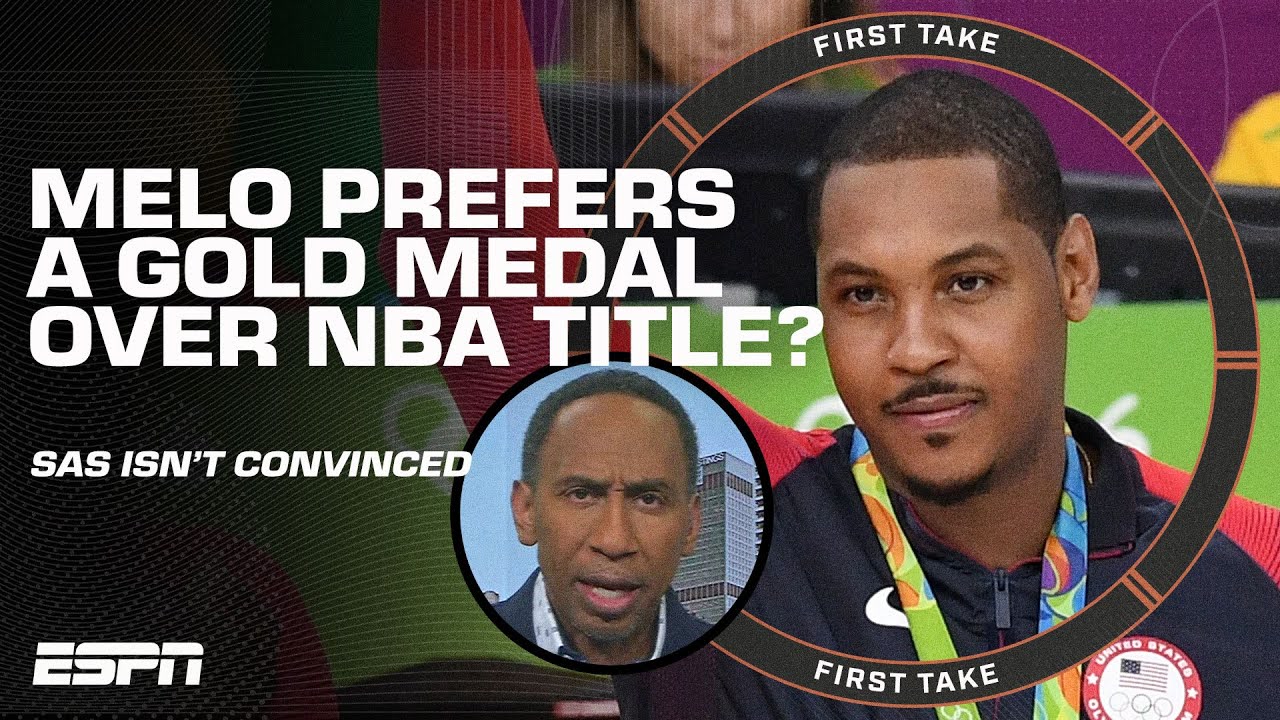 Stephen A. reacciona a la afirmación de Carmelo sobre su título en la NBA y la medalla de oro