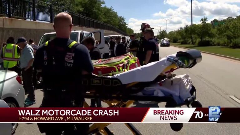 Accidente de caravana de Walz en Milwaukee deja varias personas heridas
