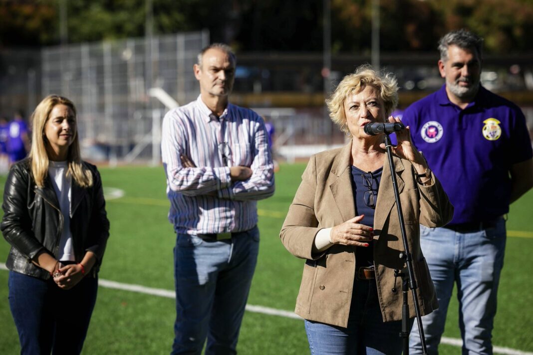 La delegada de Obras y Equipamientos, Paloma García Romero, en su intervención durante la inauguración del Centro Deportivo Municipal Concepción de Ciudad Lineal  