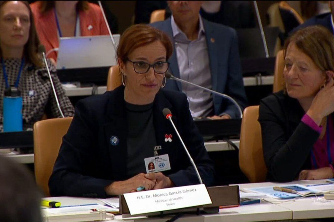 La ministra de Sanidad, Mónica García, interviene en la Reunión de Alto Nivel sobre la Resistencia Antimicrobiana de la ONU