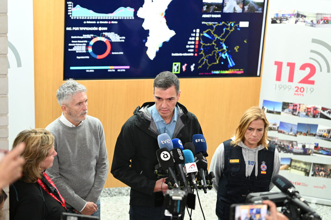 3/11/2024. Pedro S&#225;nchez participa en la reuni&#243;n del Centro de Coordinaci&#243;n Operativo Integrado (CECOPI). Rueda de prensa del presidente del...