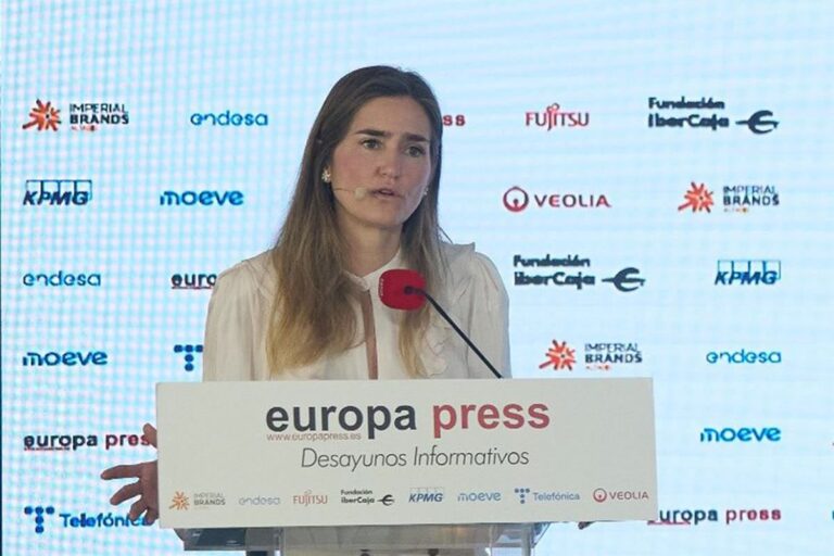 Sara Aagesen durante su intervención en los Desayunos Informativos de Europa Press.