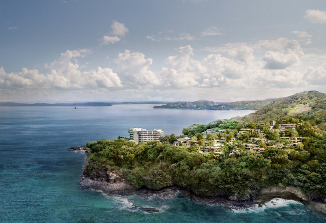 Waldorf Astoria Costa Rica Punta Cacique, Aerial View Rendering, coastal view, cliffs