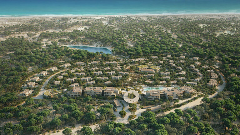 rending of an aerial view of Six Senses Comporta