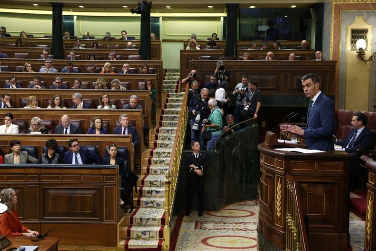 El presidente del Gobierno, Pedro Sánchez, durante su comparecencia en el Congreso de los Diputados