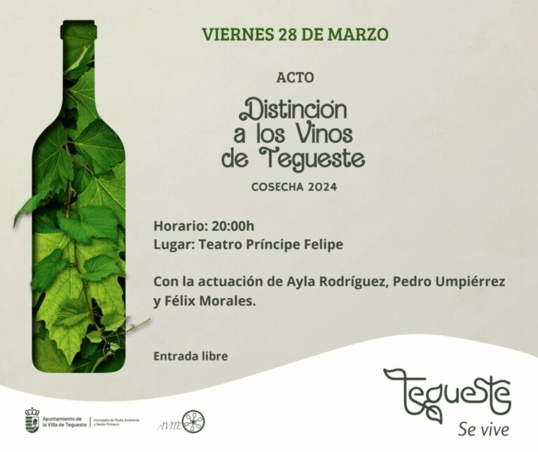 Tegueste celebra la Distinción a los Mejores Vinos del 2024 este Viernes