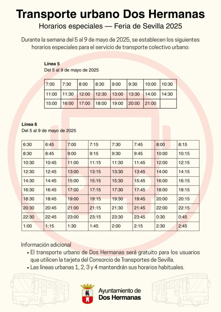 Horarios Especiales del Transporte Urbano en Dos Hermanas para la Feria 2025